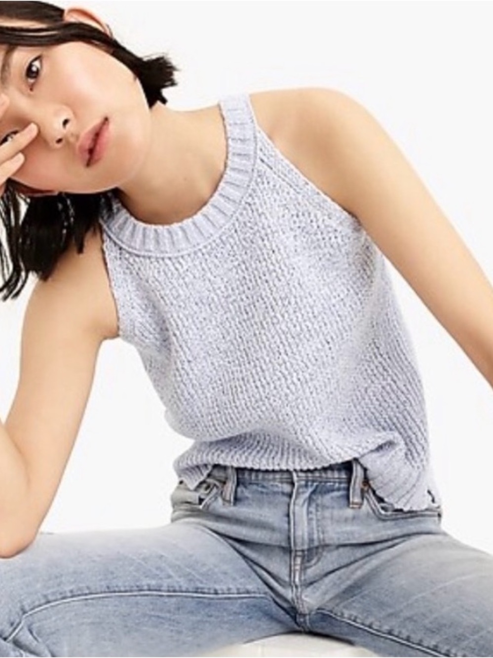 J. Crew Point Sur Light Blue Ribbed Knit Halter Tank - Picture 2 of 7